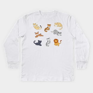 Wild Cat Pattern Kids Long Sleeve T-Shirt